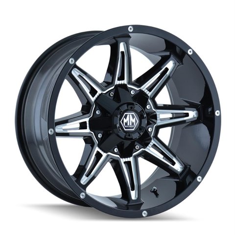 Mayhem 8090 Rampage 20x10 / 8x165.1 BP / -25mm Offset / 130.8mm Hub Gloss Black Milled Wheel thumbnail 1