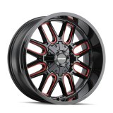 Mayhem 8107 Cogent 22x10 / 8x165.1 BP / -19mm Offset / 130.8mm Hub Gloss Blk Mill Prism Red Wheel thumbnail 1