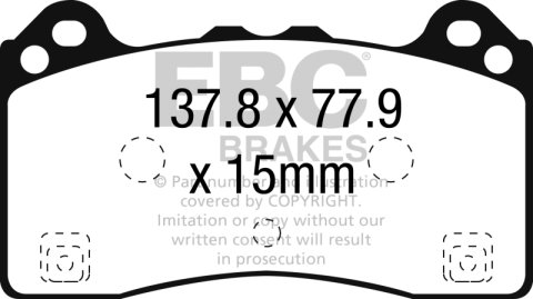 EBC 16-18 Ford Focus RS Redstuff Ceramic Low Dust Front Brake Pads thumbnail 5