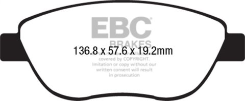 EBC 2014+ Fiat 500 1.4L Turbo Abarth Greenstuff Front Brake Pads thumbnail 3
