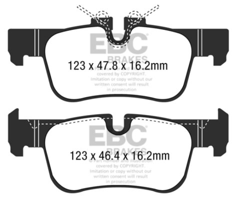 EBC 2016+ Mini Cooper Clubman (F54) 1.5L Turbo Redstuff Rear Brake Pads thumbnail 2