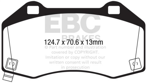 EBC 2017+ Fiat 124 Spider 1.4L Turbo Abarth Redstuff Front Brake Pads thumbnail 5