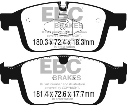 EBC 2016+ Volvo XC60 2.0L Turbo T5 Redstuff Front Brake Pads thumbnail 2
