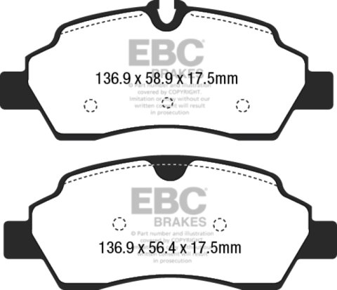 EBC 2015+ Ford Transit 150 SRW Yellowstuff Rear Brake Pads thumbnail 4