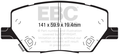 EBC 2015+ Fiat 500X 1.4L Turbo Yellowstuff Front Brake Pads thumbnail 4