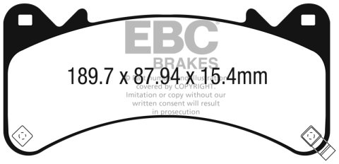 EBC 2015+ Chevrolet Tahoe 2WD (6 Piston Brembo) Yellowstuff Front Brake Pads thumbnail 5