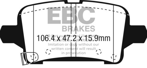 EBC 2016+ Chevrolet Malibu 1.5L Turbo (Elec PB) Yellowstuff Rear Brake Pads thumbnail 4
