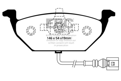 EBC 00-05 Volkswagen Beetle 2.0 Redstuff Front Brake Pads thumbnail 4