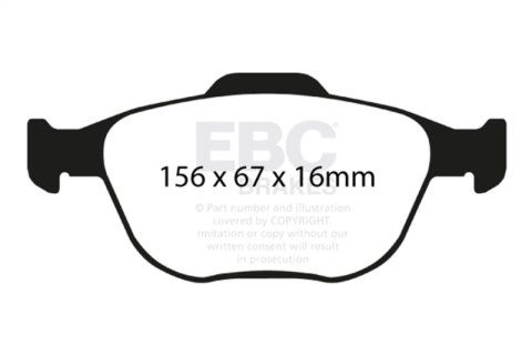 EBC 02-04 Ford Focus 2.0 SVT Redstuff Front Brake Pads thumbnail 6