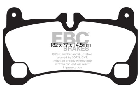 EBC 08-09 Volkswagen Touareg 3.6 (2 holes at bottom of backplate) Redstuff Rear Brake Pads thumbnail 4