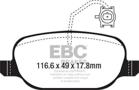 EBC 2014+ Alfa Romeo 4C 1.75L Turbo Yellowstuff Rear Brake Pads thumbnail 8