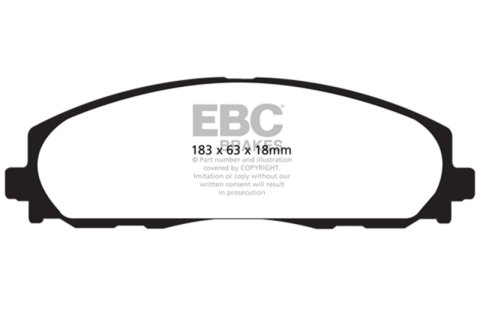 EBC 2016+ Chrysler Pacifica (Ru) 3.6L Extra Duty Front Brake Pads thumbnail 1