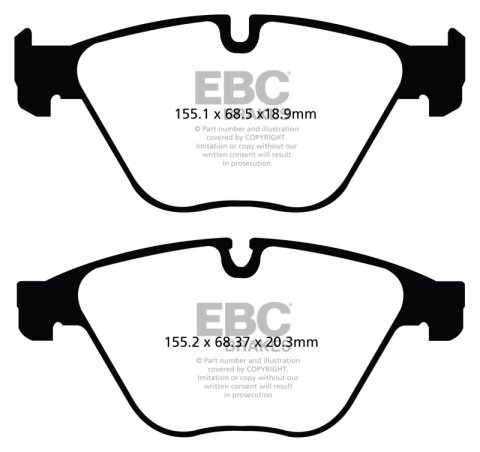 EBC 10+ BMW 535i 3.0 Turbo (F10) Yellowstuff Front Brake Pads thumbnail 1