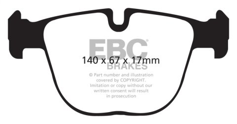EBC 10+ BMW X5M 4.4 Twin Turbo Redstuff Rear Brake Pads thumbnail 1
