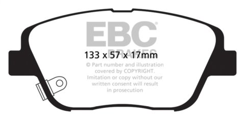 EBC 10-14 Hyundai Sonata 2.0 Turbo Ultimax2 Front Brake Pads thumbnail 5