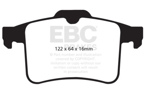 EBC 10-15 Jaguar XF 5.0 Supercharged (470) Redstuff Rear Brake Pads thumbnail 5