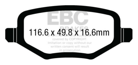 EBC 12+ Chrysler Town & Country 3.6 Ultimax2 Rear Brake Pads thumbnail 6