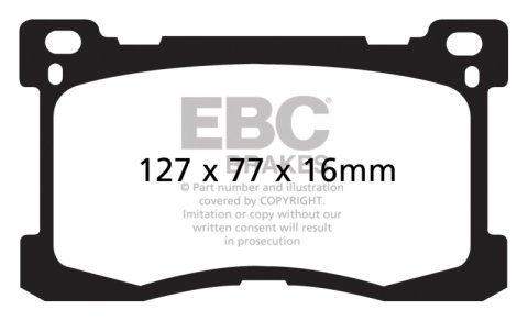 EBC 12+ Hyundai Equus 5.0 Redstuff Front Brake Pads thumbnail 4