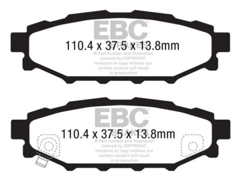 EBC 12+ Subaru BRZ 2.0 (solid rear rotors) Redstuff Rear Brake Pads thumbnail 5