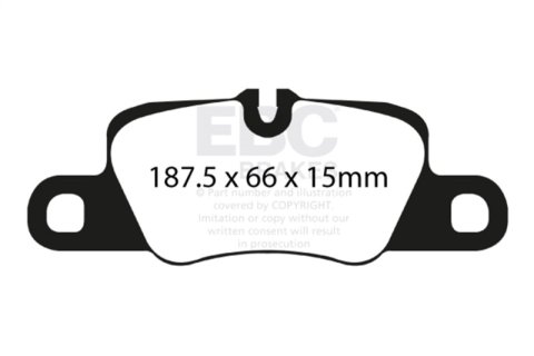 EBC Racing 12-15 Porsche 911 (991) Carrera S 3.8L (Cast Iron Rotor Only) RP-X Rear Brake Pads thumbnail 2