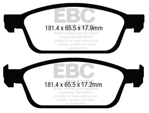 EBC 13+ Ford Escape 1.6 Turbo 4WD Ultimax2 Front Brake Pads thumbnail 2