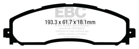 EBC 13+ Ford F250 (inc Super Duty) 6.2 (2WD) Ultimax2 Rear Brake Pads thumbnail 4