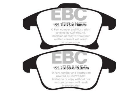 EBC 13+ Ford Fusion 1.6 Turbo Yellowstuff Front Brake Pads thumbnail 6