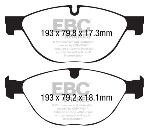 EBC 13+ Jaguar F-Type (Cast Iron Only) 3.0 Supercharged (380) Perf Pkg Redstuff Front Brake Pads thumbnail 4