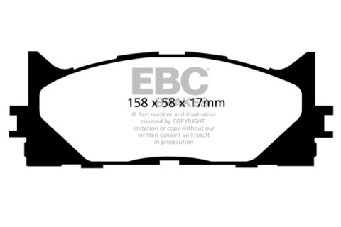 EBC 13+ Lexus ES300h 2.5 Hybrid Greenstuff Front Brake Pads thumbnail 2