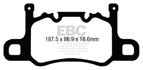 EBC 13-15 Porsche 911 (991) (Cast Iron Rotor only) 3.8 GT3 Yellowstuff Rear Brake Pads thumbnail 5