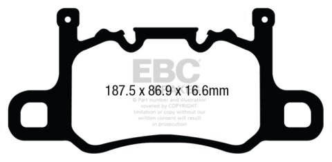 EBC 13-15 Porsche 911 (991) (Cast Iron Rotor only) 3.8 GT3 Yellowstuff Rear Brake Pads thumbnail 6