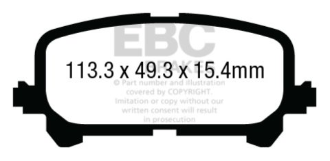 EBC 14+ Acura MDX 3.5 Yellowstuff Rear Brake Pads thumbnail 6