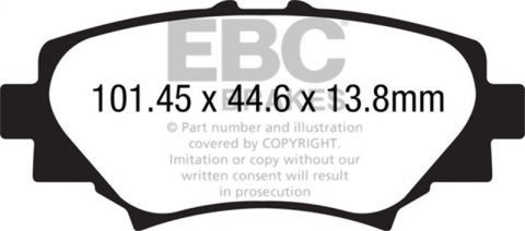 EBC 14+ Mazda 3 2.0 (Japan Build) Yellowstuff Rear Brake Pads thumbnail 7