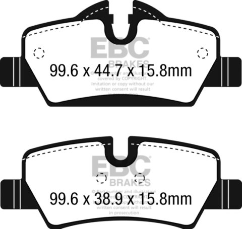 EBC 14+ Mini Hardtop 1.5 Turbo Cooper Yellowstuff Rear Brake Pads thumbnail 4