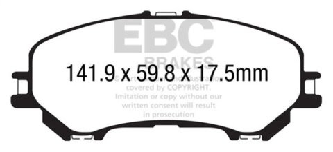 EBC 14+ Nissan Rogue 2.5 2 row seating Greenstuff Front Brake Pads thumbnail 5