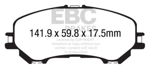 EBC 14+ Nissan Rogue 2.5 2 row seating Yellowstuff Front Brake Pads thumbnail 5