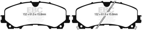 EBC 14+ Nissan Rogue 2.5 3 row seating Greenstuff Front Brake Pads thumbnail 4