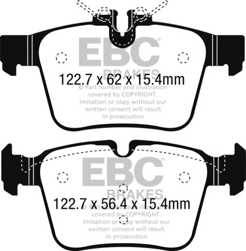EBC 15+ Mercedes-Benz C300 (W205) 2.0 Turbo 4-matic Yellowstuff Rear Brake Pads thumbnail 1
