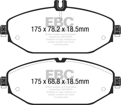 EBC 15+ Mercedes-Benz C300 (W205) 2.0 Turbo Greenstuff Front Brake Pads thumbnail 2