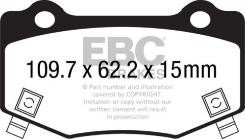 EBC 16+ Cadillac ATS-V 3.6 Twin Turbo Yellowstuff Rear Brake Pads thumbnail 6