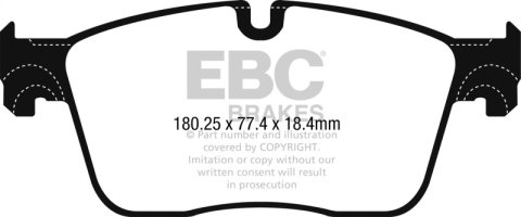 EBC 2020+ Jaguar I-Pace Electric Greenstuff Front Brake Pads thumbnail 1