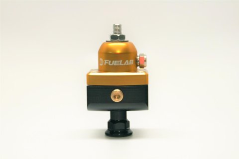 Fuelab 575 Carb Adjustable Mini FPR Blocking 10-25 PSI (1) -6AN In (2) -6AN Out - Gold