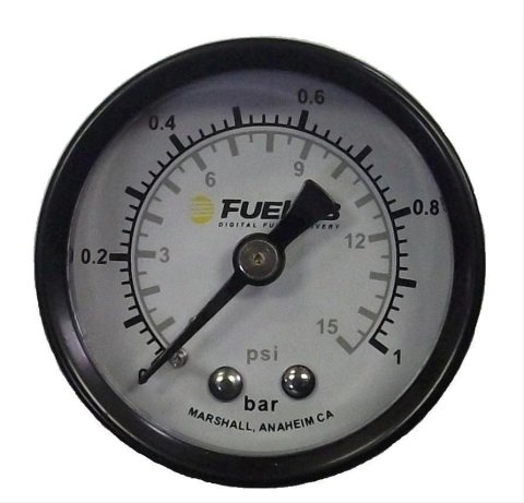 Fuelab 1.5in Carb Fuel Pressure Gauge - Range 0-15 PSI (Dual Bar/PSI Scale) thumbnail 1
