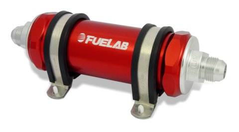 Fuelab 828 In-Line Fuel Filter Long -6AN In/Out 10 Micron Fabric - Red thumbnail 2