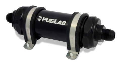 Fuelab 828 In-Line Fuel Filter Long -10AN In/Out 10 Micron Fabric - Black thumbnail 1
