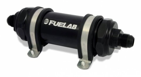 Fuelab 828 In-Line Fuel Filter Long -8AN In/Out 40 Micron Stainless - Black thumbnail 2