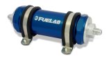 Fuelab 828 In-Line Fuel Filter Long -10AN In/Out 100 Micron Stainless - Blue thumbnail 2