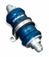 Fuelab 848 In-Line Fuel Filter Standard -8AN In/Out 10 Micron Fabric w/Check Valve - Blue thumbnail 1