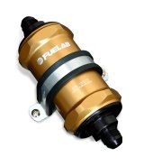 Fuelab 848 In-Line Fuel Filter Standard -8AN In/Out 10 Micron Fabric w/Check Valve - Gold thumbnail 3
