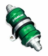 Fuelab 848 In-Line Fuel Filter Standard -8AN In/Out 40 Micron Stainless w/Check Valve - Green thumbnail 1